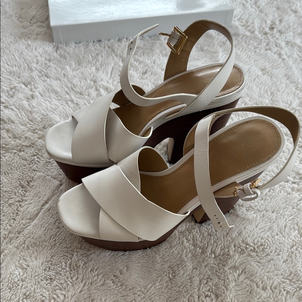 Women’s White Platform Sandals with Ankle Strap